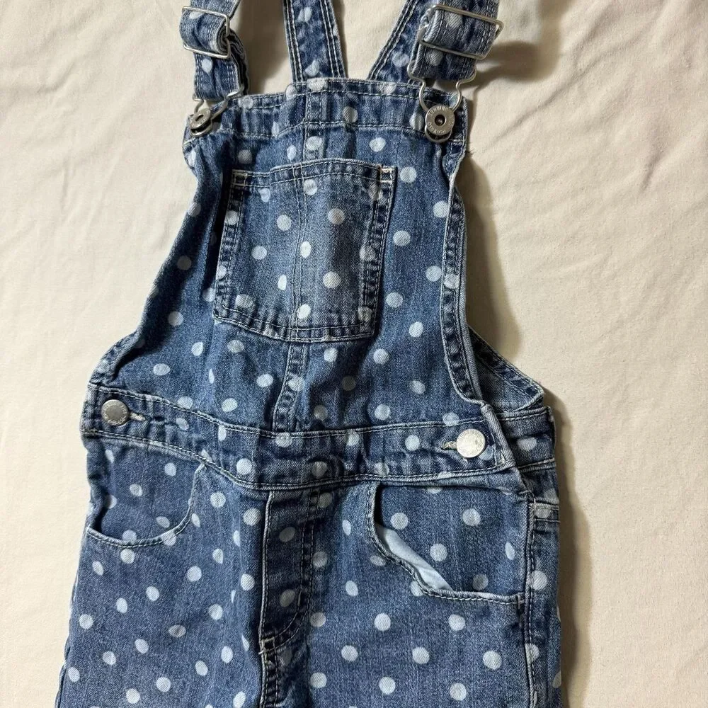 OshKosh Overalls Twin Set of 2 Girls 5 Denim Polka Dot Matching Cute Jeans